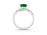 White gold Round Cut Emerald Cluster Side Stone Solitaire Ring with Prong Setting_27