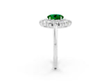 White gold Round Cut Emerald Floral Double Halo Engagement Ring with Prong Setting_110
