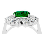White gold Round Cut Emerald Floral Double Halo Engagement Ring with Prong Setting_88