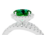 White gold Round Cut Emerald Halo Ring with Round Split Shank and Prong Setting_64
