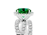 White gold Round Cut Emerald Halo Ring with Round Split Shank and Prong Setting_65