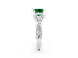 White gold Round Cut Emerald  Halo Twist Band Solitaire Prong Setting Ring_26