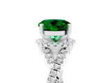 White gold Round Cut Emerald  Halo Twist Band Solitaire Prong Setting Ring_29