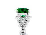 White gold Round Cut Emerald  Halo Twist Band Solitaire Prong Setting Ring_59