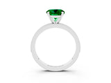 White gold Round Cut Emerald Milgrain Pavé Engagement Ring with Four-Prong Setting_3