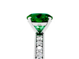 White gold Round Cut Emerald Milgrain Pavé Engagement Ring with Four-Prong Setting_5