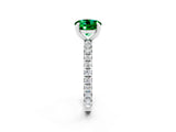 White gold Round Cut Emerald Pavé Solitaire Ring with Round Band and Prong Setting_38
