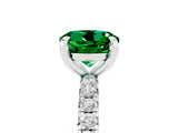 White gold Round Cut Emerald Pavé Solitaire Ring with Round Band and Prong Setting_41