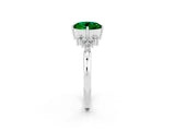 White gold Round Cut Emerald Ring with Side Stones and Four-Prong Setting_38