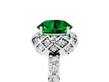 White gold Round Cut Emerald Scalloped Halo Engagement Ring with Round Shared Prong Band_29