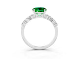 White gold Round Cut Emerald Scattered Round Accent Ring with Prong Setting_27