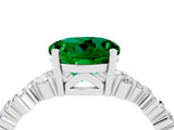 White gold Round Cut Emerald Scattered Round Accent Ring with Prong Setting_28