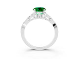 White gold Round Cut Emerald Solitaire Celtic Knot Ring with Four-Prong Setting_15