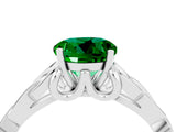 White gold Round Cut Emerald Solitaire Celtic Knot Ring with Four-Prong Setting_16