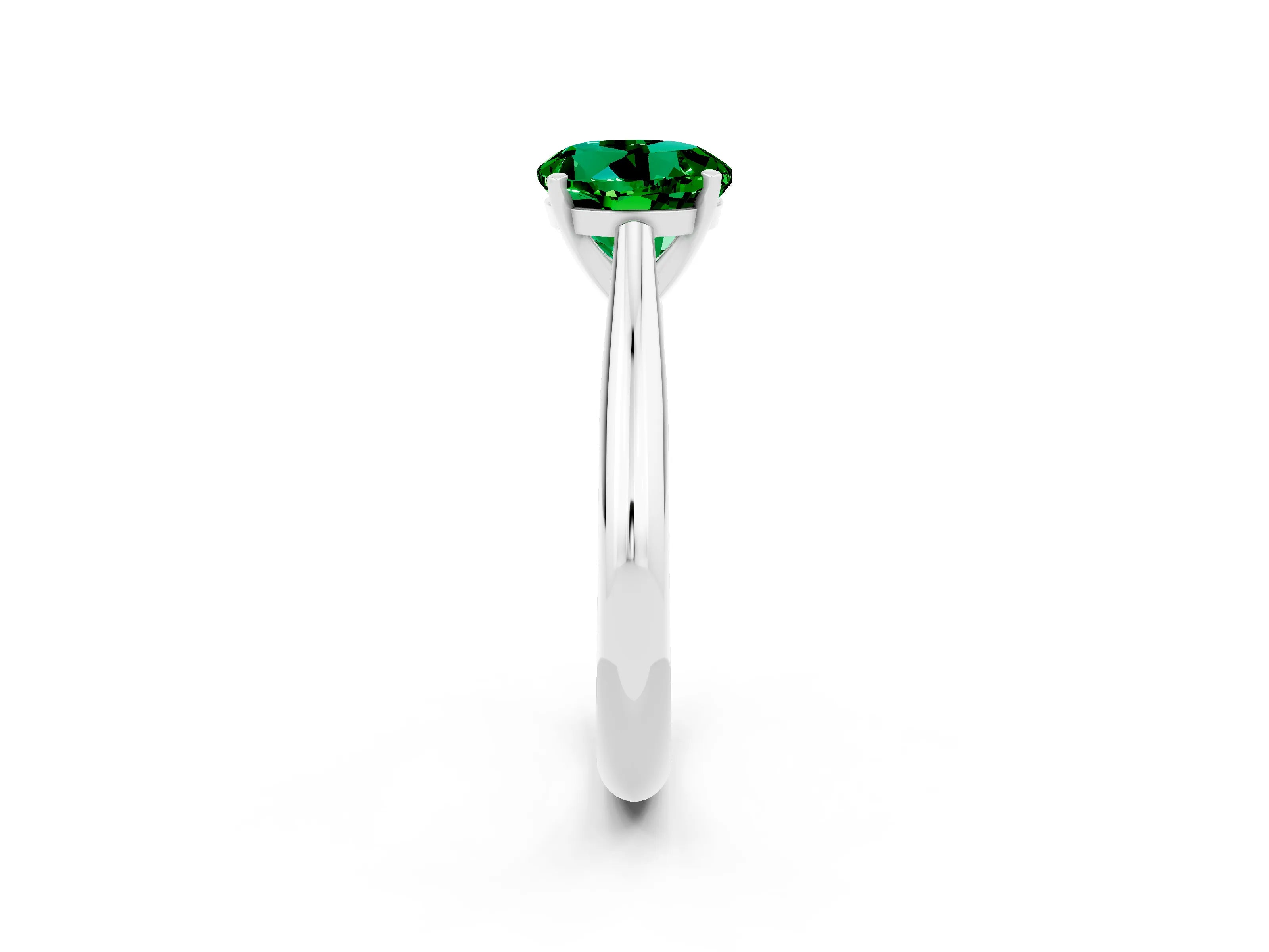 White gold Round Cut Emerald Solitaire Engagement Ring with Cathedral Setting and Four-Prong Mount_26