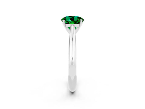 White gold Round Cut Emerald Solitaire Engagement Ring with Cathedral Setting and Four-Prong Mount_26