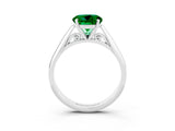 White gold Round Cut Emerald Solitaire Engagement Ring with Cathedral Setting and Four-Prong Mount_33