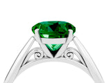 White gold Round Cut Emerald Solitaire Engagement Ring with Cathedral Setting and Four-Prong Mount_34