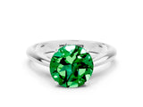 White gold Round Cut Emerald Solitaire Engagement Ring with Cathedral Setting and Four-Prong Mount_36