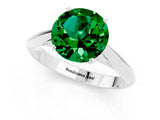 White gold Round Cut Emerald Solitaire Engagement Ring with Cathedral Setting and Four-Prong Mount_37
