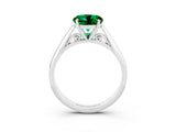 White gold Round Cut Emerald Solitaire Engagement Ring with Cathedral Setting and Four-Prong Mount_39