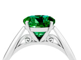 White gold Round Cut Emerald Solitaire Engagement Ring with Cathedral Setting and Four-Prong Mount_40