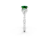 White gold Round Cut Emerald Solitaire Engagement Ring with Celtic Knot Band and Four-Prong Setting_2