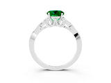 White gold Round Cut Emerald Solitaire Engagement Ring with Celtic Knot Band and Four-Prong Setting_3