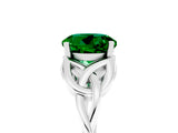 White gold Round Cut Emerald Solitaire Engagement Ring with Celtic Knot Band and Four-Prong Setting_5