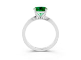 White gold Round Cut Emerald Solitaire Engagement Ring with Classic Band and Four-Prong Setting_27