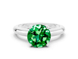 White gold Round Cut Emerald Solitaire Engagement Ring with Round Band and Four-Prong Setting