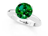 White gold Round Cut Emerald Solitaire Engagement Ring with Round Band and Four-Prong Setting_1