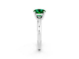 White gold Round Cut Emerald Solitaire Engagement Ring with Round Band and Four-Prong Setting_2