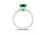 White gold Round Cut Emerald Solitaire Engagement Ring with Round Band and Four-Prong Setting_3