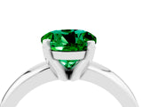 White gold Round Cut Emerald Solitaire Engagement Ring with Round Band and Four-Prong Setting_4