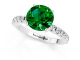 White gold Round Cut Emerald Solitaire Pavé Band with Four-Prong Setting_1