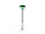 White gold Round Cut Emerald Solitaire Pavé Band with Four-Prong Setting_2