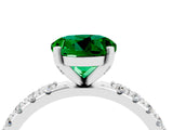 White gold Round Cut Emerald Solitaire Pavé Band with Four-Prong Setting_4