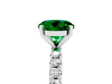 White gold Round Cut Emerald Solitaire Pavé Band with Four-Prong Setting_5