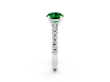 White gold Round Cut Emerald Solitaire Pavé Engagement Ring with Round Band and Prong Setting_14