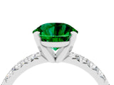 White gold Round Cut Emerald Solitaire Pavé Engagement Ring with Round Band and Prong Setting_16