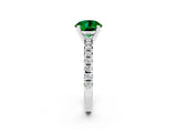 White gold Round Cut Emerald Solitaire Pavé Engagement Ring with Round Band and Prong Setting_75