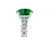 White gold Round Cut Emerald Solitaire Pavé Engagement Ring with Round Band and Prong Setting_78