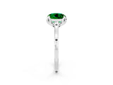 White gold Round Cut Emerald Solitaire Ring with Flower Prong Setting and Classic Band_50