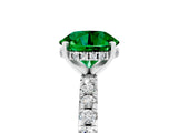 White gold Round Cut Emerald Solitaire Ring with Round  Pavé Band and Four-Prong Setting_65