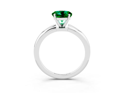 White gold Round Cut Emerald Solitaire Ring with Six-Prong Setting and Classic Band_27