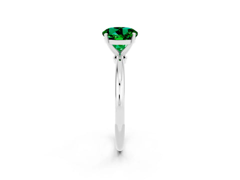White gold Round Cut Emerald Solitaire Ring with Six-Prong Setting and Classic Band_38