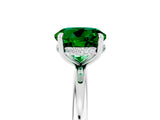 White gold Round Cut Emerald Solitaire Ring with Thin Band and Four-Prong Setting_17