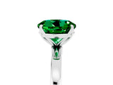 White gold Round Cut Emerald Solitaire Ring with Thin Band and Prong Setting_17