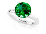 White gold Round Cut Emerald Solitaire Ring with Thin Band and Prong Setting_37
